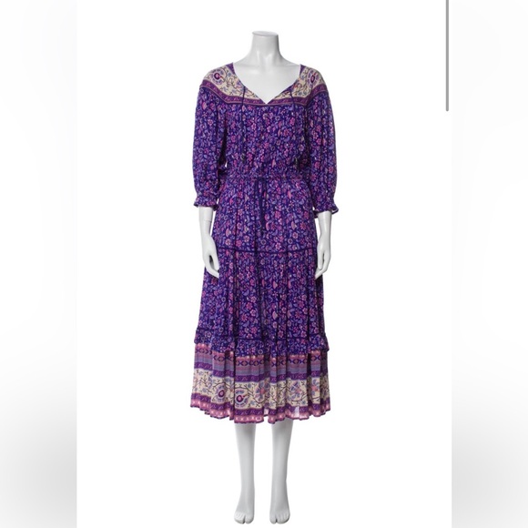 Spell and the Gypsy Collective Dahlia Floral Purple Women's Midi Dress - Picture 2 of 4